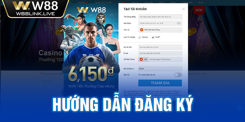 hướng dẫn đăng ký tài khoản w88